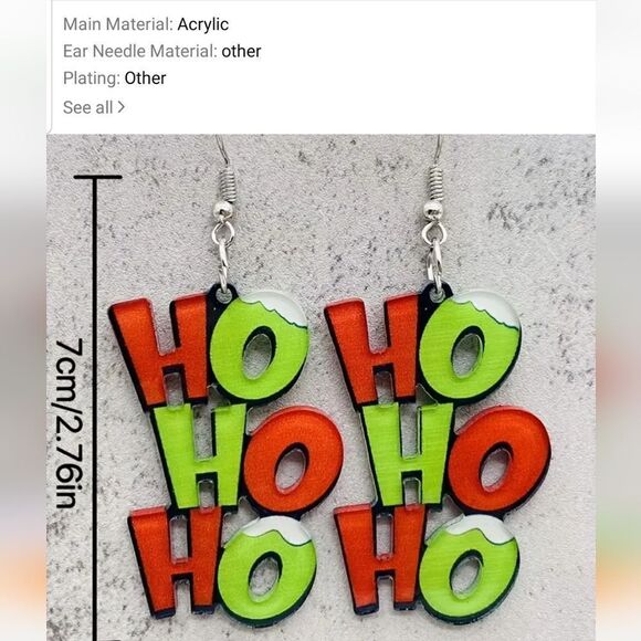 Christmas HO HO Earrings - Picture 3 of 6